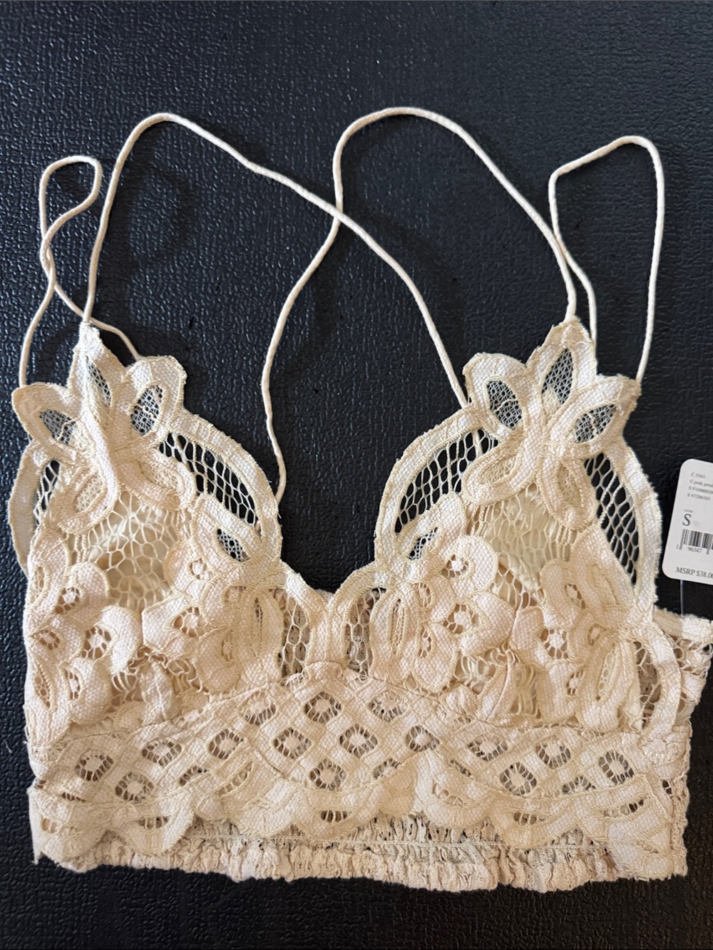 Free People Beige Floral Lace Bandeau Bralette